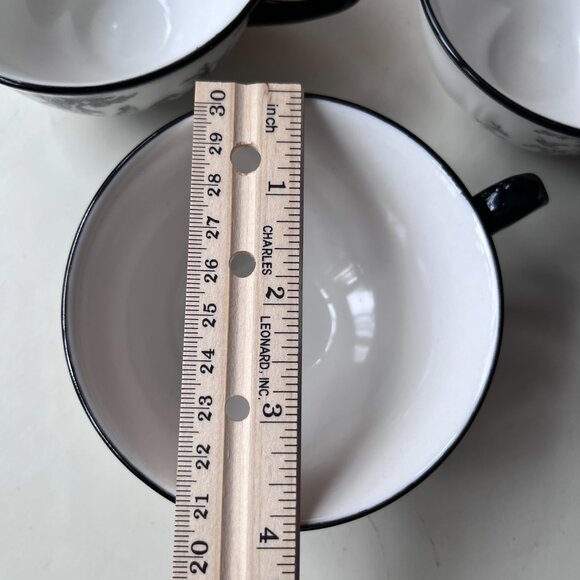 3 Aux Au Provence French Country Black and white Teacups with chickens/rabbit - Picture 13 of 15